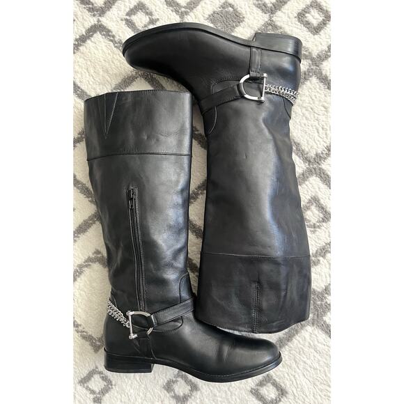RALPH LAUREN Jacqui Black leather D-Ring Harness Tall Equestrian Boots - Picture 7 of 12